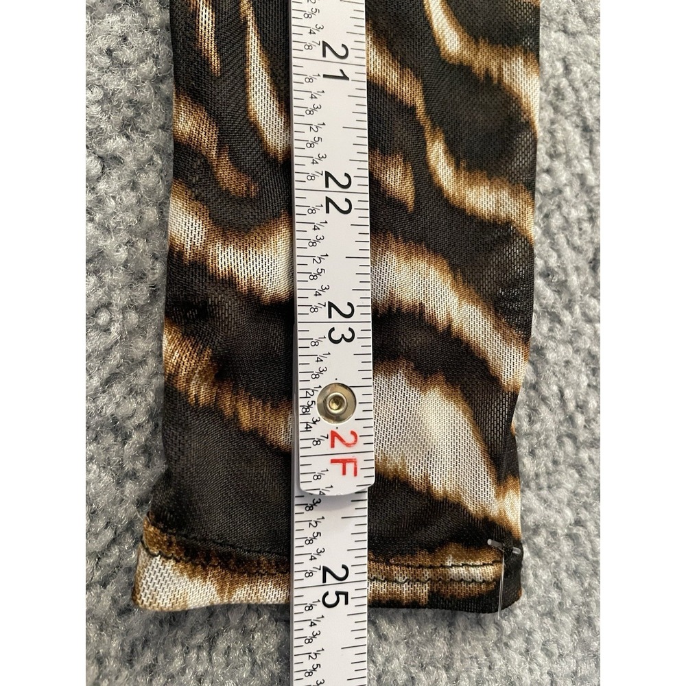 Tiger Print Tiered Mesh Maxi Dress Sz M Swimwear Cover Up Brown Beige Safari - Picture 8 of 11